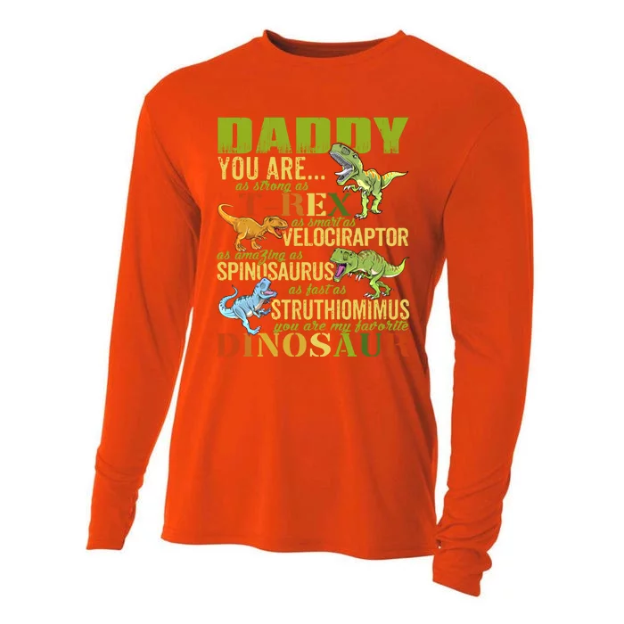 Daddysaurus Daddy You Are As Strong As T Rex Funny Dinosaur Gift Cooling Performance Long Sleeve Crew