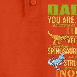 Daddysaurus Daddy You Are As Strong As T Rex Funny Dinosaur Gift Dry Zone Grid Performance Polo