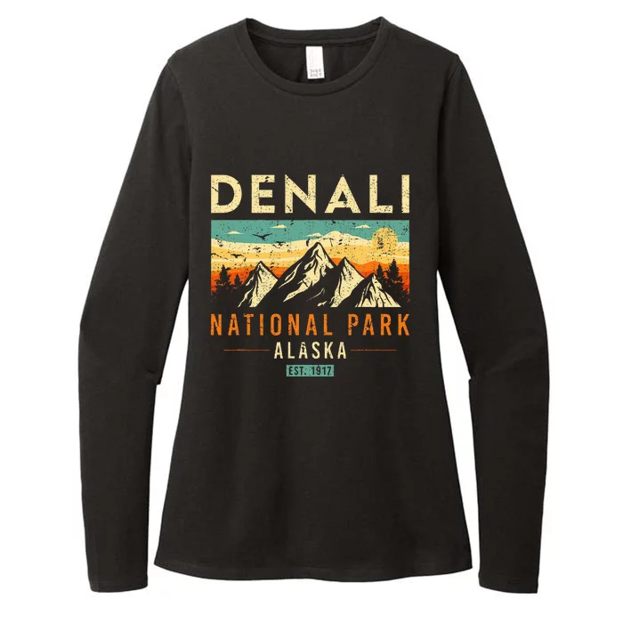 Denali Est. 1917 Vintage Retro Alaska National Park Womens CVC Long Sleeve Shirt