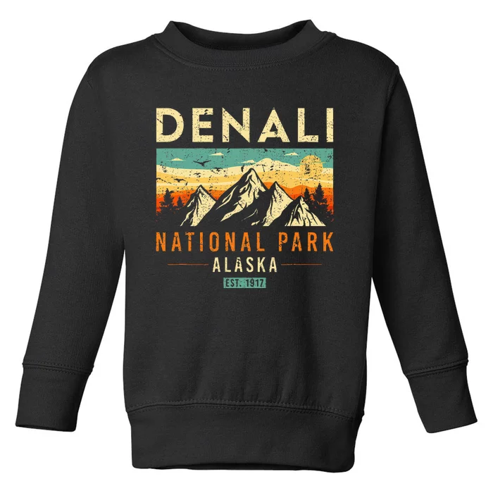 Denali Est. 1917 Vintage Retro Alaska National Park Toddler Sweatshirt