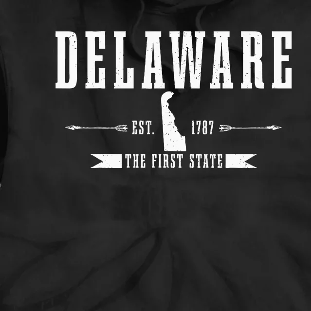 Delaware Est. 1787 The First State Pride State Map Tie Dye Hoodie