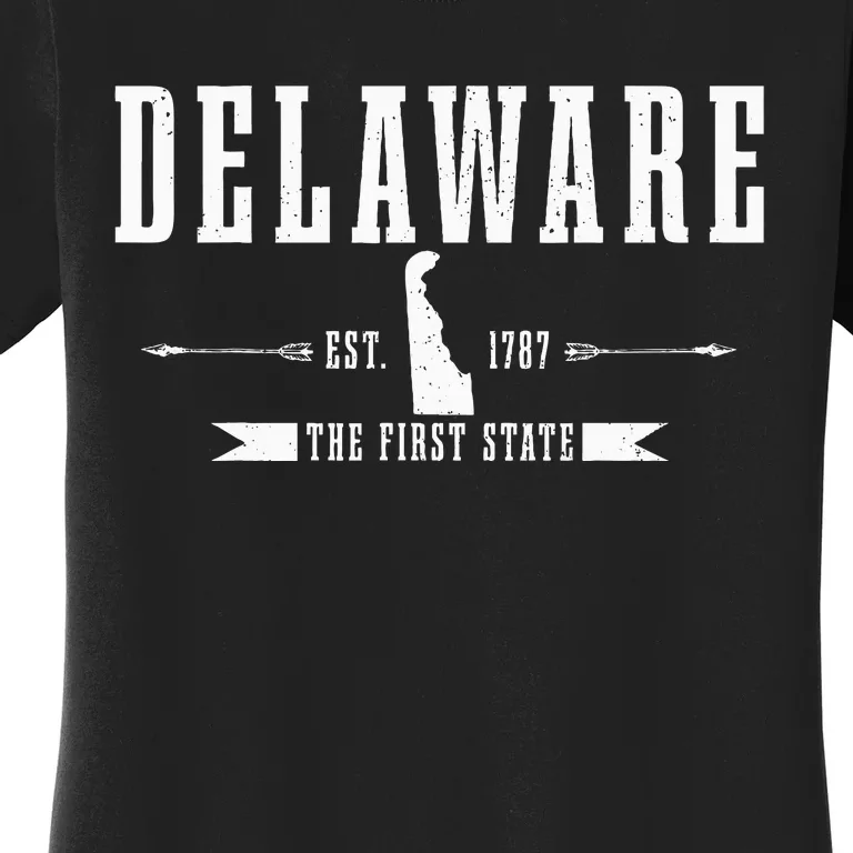 Delaware Est. 1787 The First State Pride State Map Women's T-Shirt