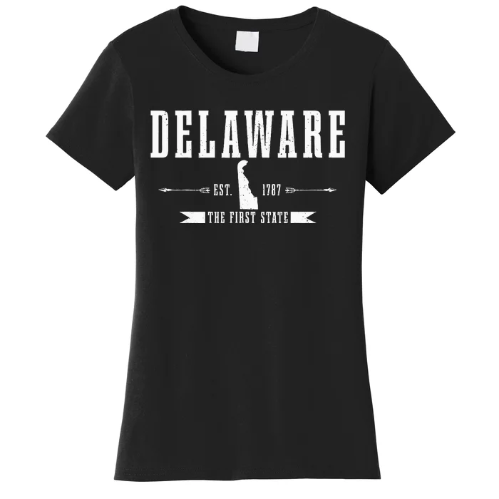 Delaware Est. 1787 The First State Pride State Map Women's T-Shirt