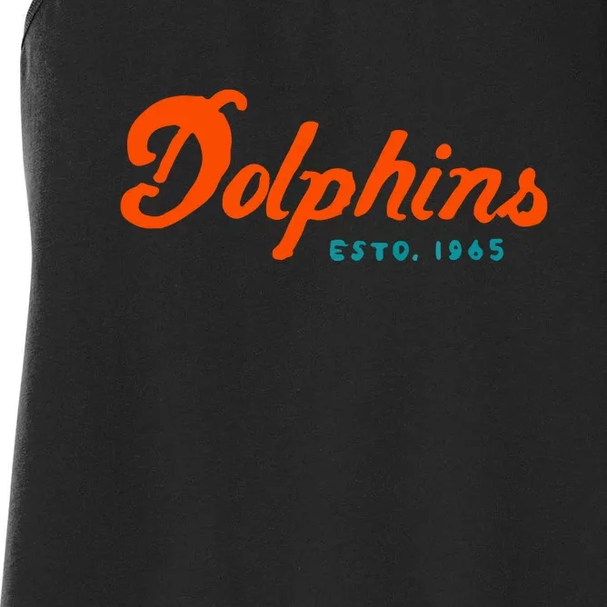 Dolphins Est 1965 Gift For Miami Sport Fan Women's Racerback Tank