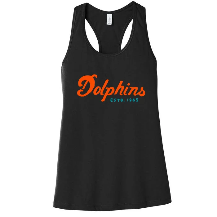 Dolphins Est 1965 Gift For Miami Sport Fan Women's Racerback Tank