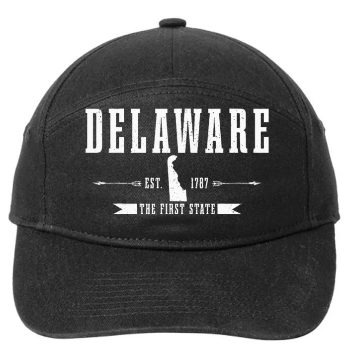 Delaware Est. 1787 The First State Pride State Map Vintage 7-Panel Snapback Hat