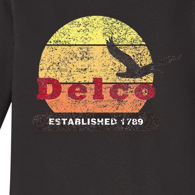 Delco Est. 1789 Goose Distressed Baby Long Sleeve Bodysuit