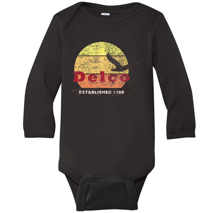 Delco Est. 1789 Goose Distressed Baby Long Sleeve Bodysuit