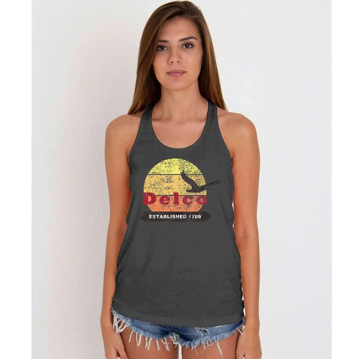 Delco Est. 1789 Goose Distressed Women's Knotted Racerback Tank