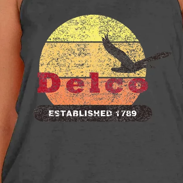 Delco Est. 1789 Goose Distressed Women's Knotted Racerback Tank