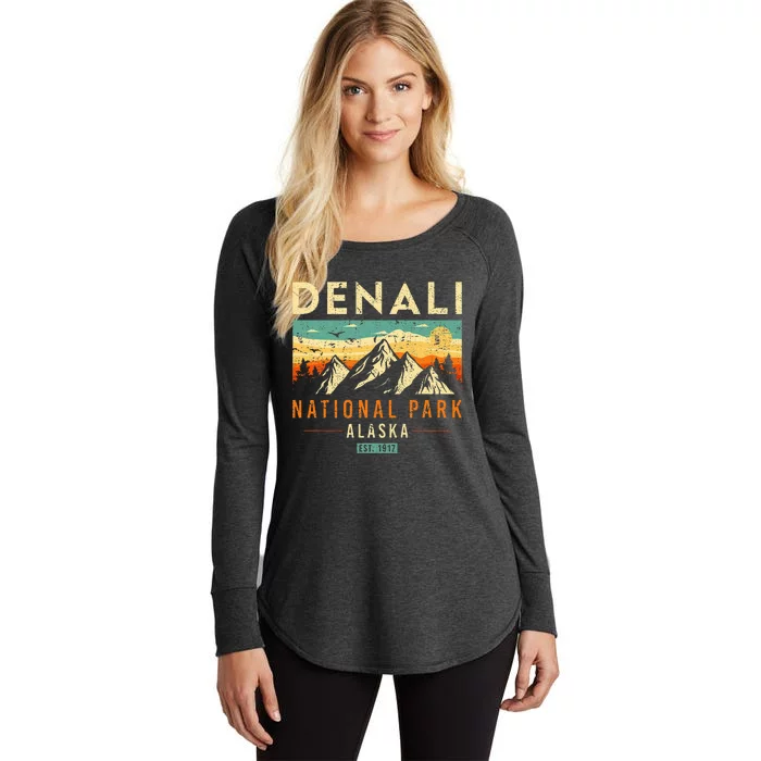 Denali Est. 1917 Vintage Retro Alaska National Park Women's Perfect Tri Tunic Long Sleeve Shirt