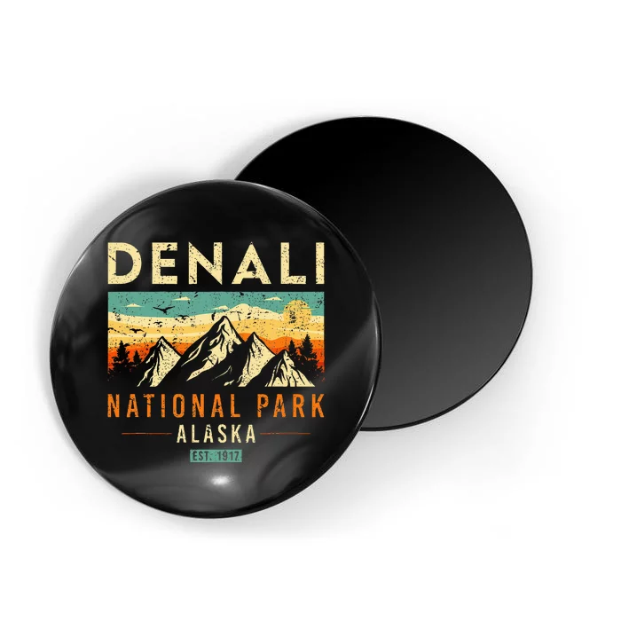 Denali Est. 1917 Vintage Retro Alaska National Park Magnet