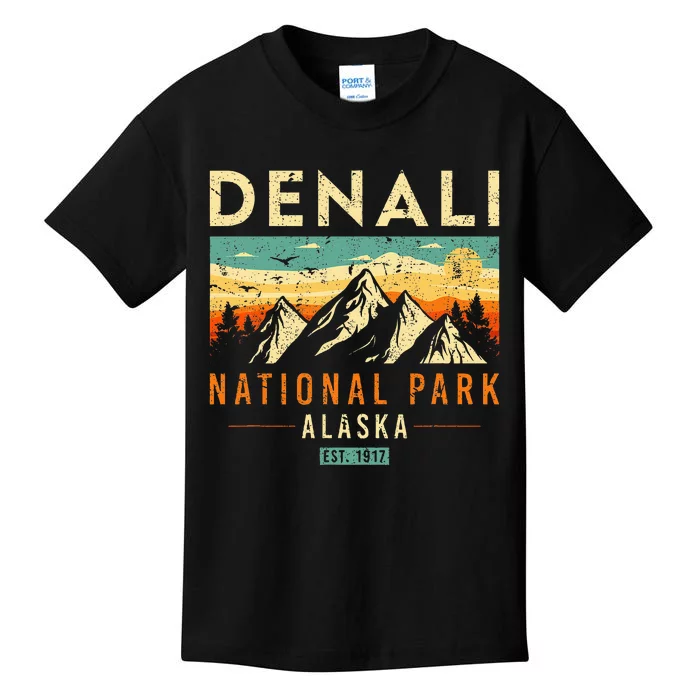 Denali Est. 1917 Vintage Retro Alaska National Park Kids T-Shirt