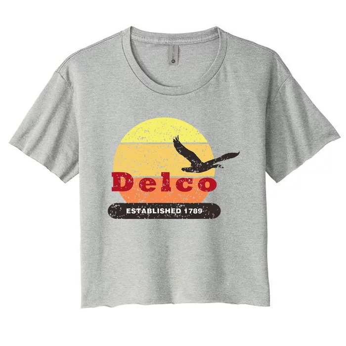 Delco Est. 1789 Goose Distressed Women's Crop Top Tee