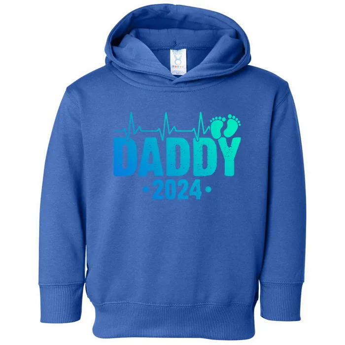 Dad Est 2024 First Fathers Day 2024 Promoted To Daddy Meaningful Gift Toddler Hoodie