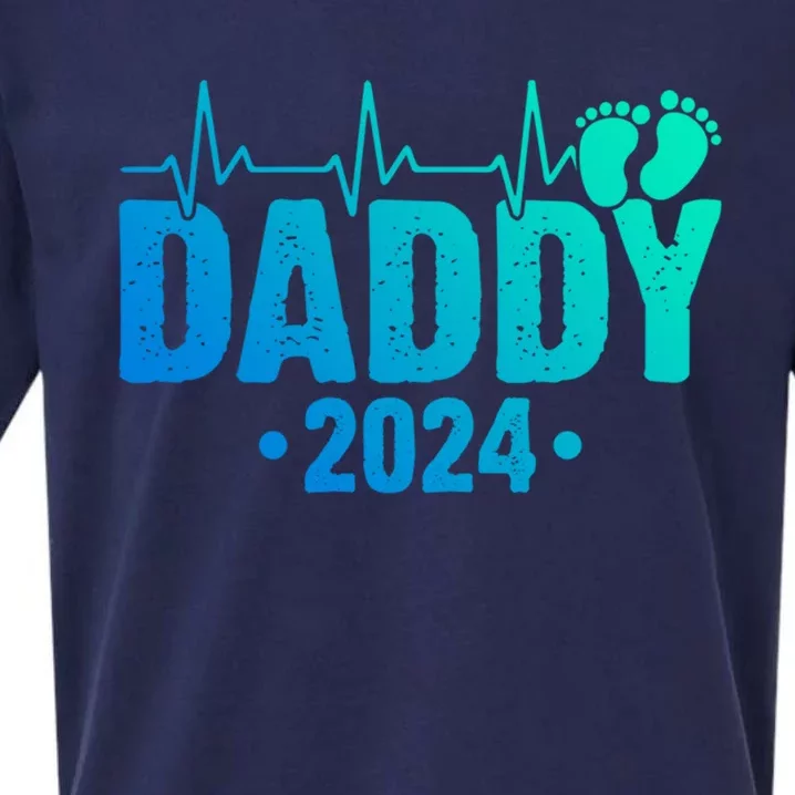 Dad Est 2024 First Fathers Day 2024 Promoted To Daddy Meaningful Gift Sueded Cloud Jersey T-Shirt