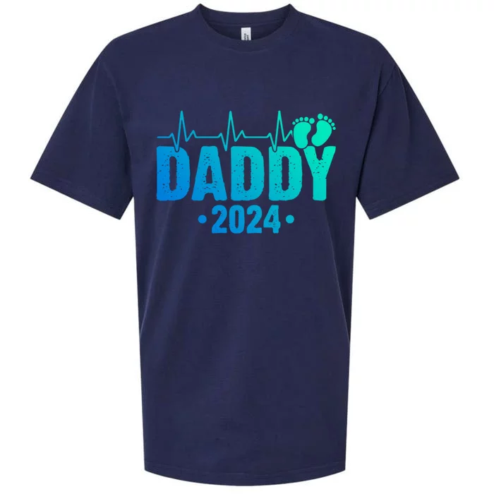 Dad Est 2024 First Fathers Day 2024 Promoted To Daddy Meaningful Gift Sueded Cloud Jersey T-Shirt