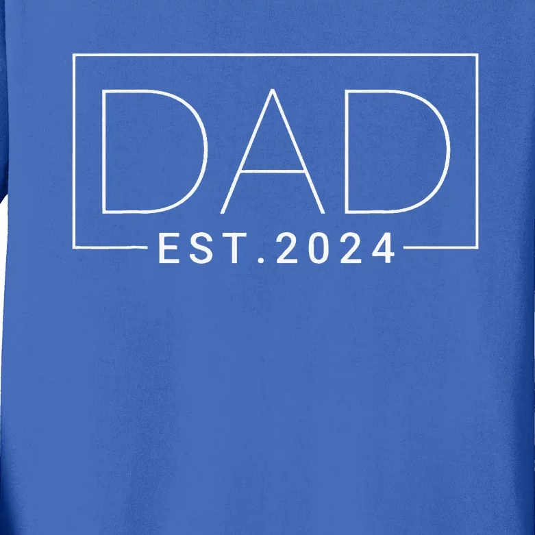 Dad Est 2024 New Dad Gift for Dad Anniversary Kids Long Sleeve Shirt