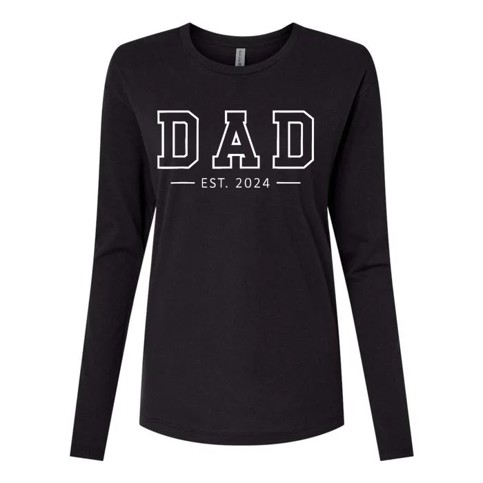 Dad Est 2024 Promoted To Dad 2024 Pregnancy Announcement Dad Womens Cotton Relaxed Long Sleeve T-Shirt