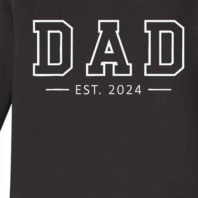 Dad Est 2024 Promoted To Dad 2024 Pregnancy Announcement Dad Baby Long Sleeve Bodysuit