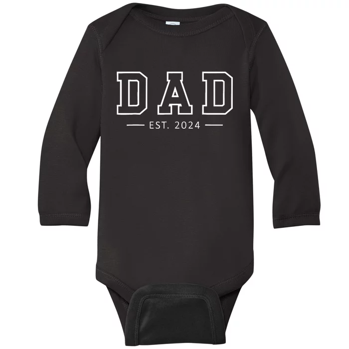 Dad Est 2024 Promoted To Dad 2024 Pregnancy Announcement Dad Baby Long Sleeve Bodysuit