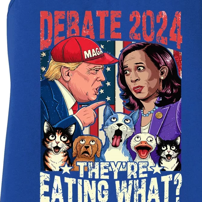 Debate Election 2024 Pets Dog Cat Theyre Eating What Women's Racerback Tank