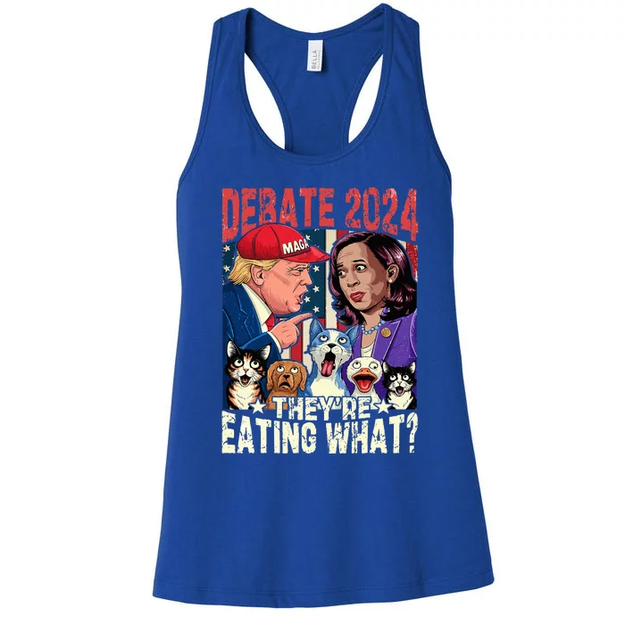 Debate Election 2024 Pets Dog Cat Theyre Eating What Women's Racerback Tank