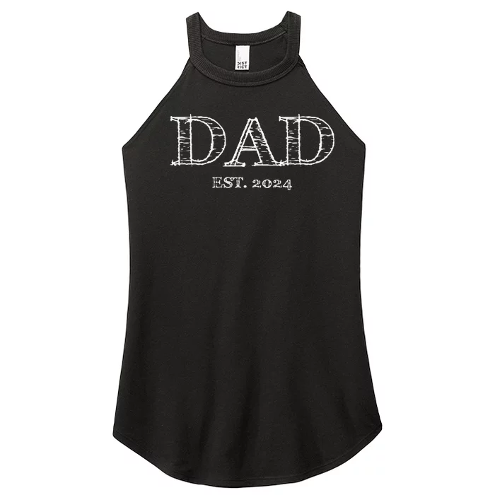 Dad Est. 2024 Fathers Day Women’s Perfect Tri Rocker Tank