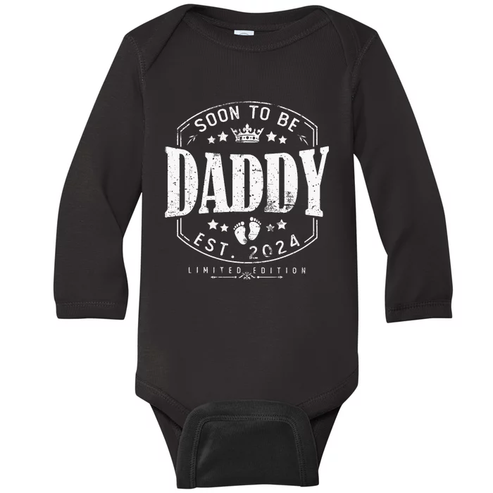 Dad Est 2024 Soon To Be Daddy Pregnancy Announcement Baby Long Sleeve Bodysuit