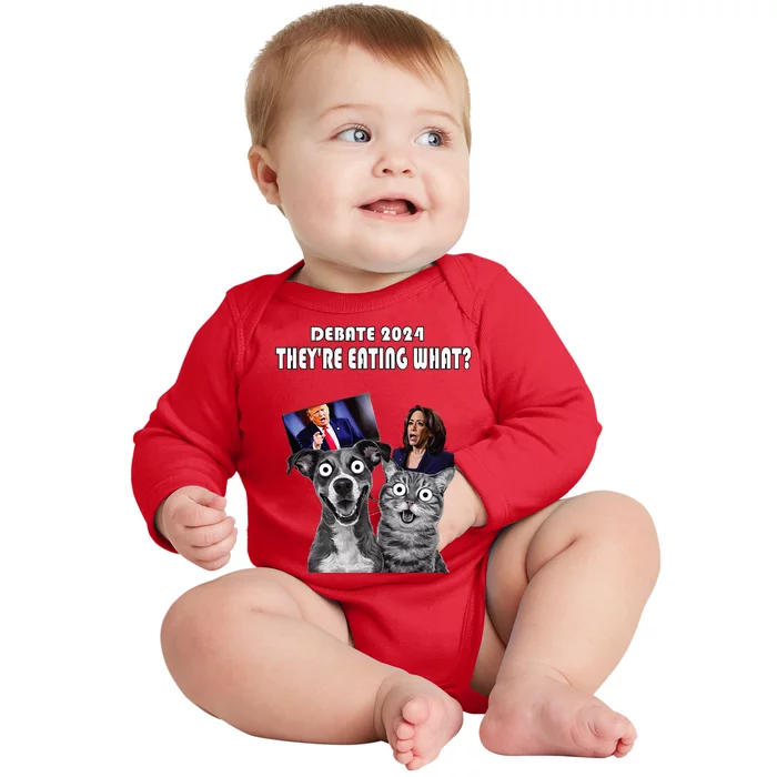 Debate Election 2024 Pets Dog Cat TheyRe Eating What Baby Long Sleeve Bodysuit