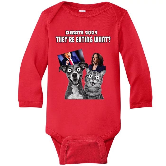 Debate Election 2024 Pets Dog Cat TheyRe Eating What Baby Long Sleeve Bodysuit