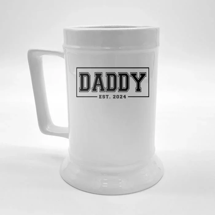 Daddy Est 2024 Promoted To Dad 2024 Pregnancy Announcement Front & Back Beer Stein