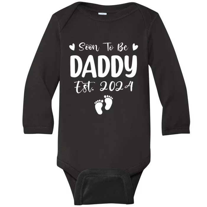 Dad Est 2024 Soon To Be Daddy Pregnancy Announcement Baby Long Sleeve Bodysuit