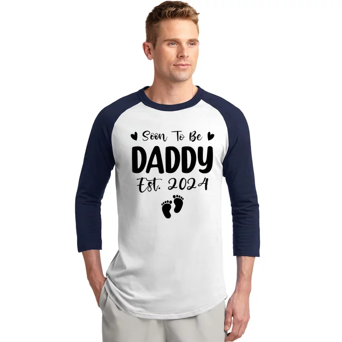 Dad Est 2024 Soon To Be Daddy Pregnancy Announcement Baseball Sleeve Shirt