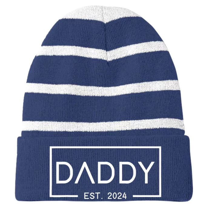 Daddy Est 2024 First Daddy FatherS Day 2024 New Daddy Striped Beanie with Solid Band