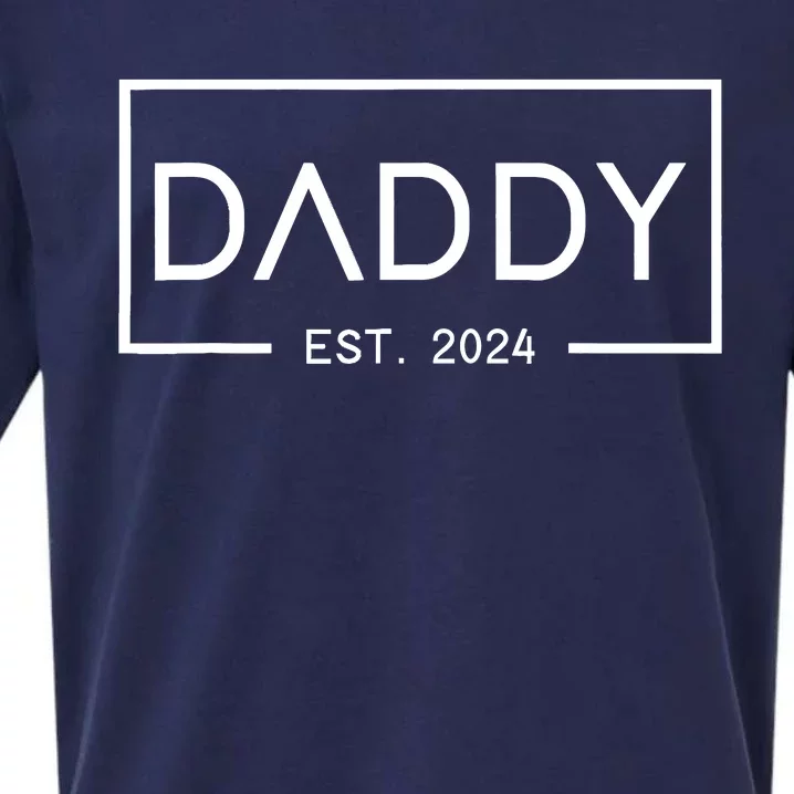 Daddy Est 2024 First Daddy FatherS Day 2024 New Daddy Sueded Cloud Jersey T-Shirt