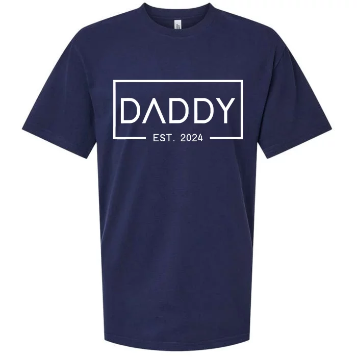 Daddy Est 2024 First Daddy FatherS Day 2024 New Daddy Sueded Cloud Jersey T-Shirt