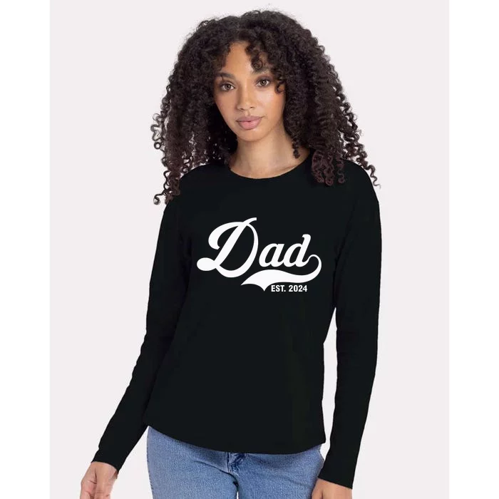 Dad Est. 2024 Womens Cotton Relaxed Long Sleeve T-Shirt