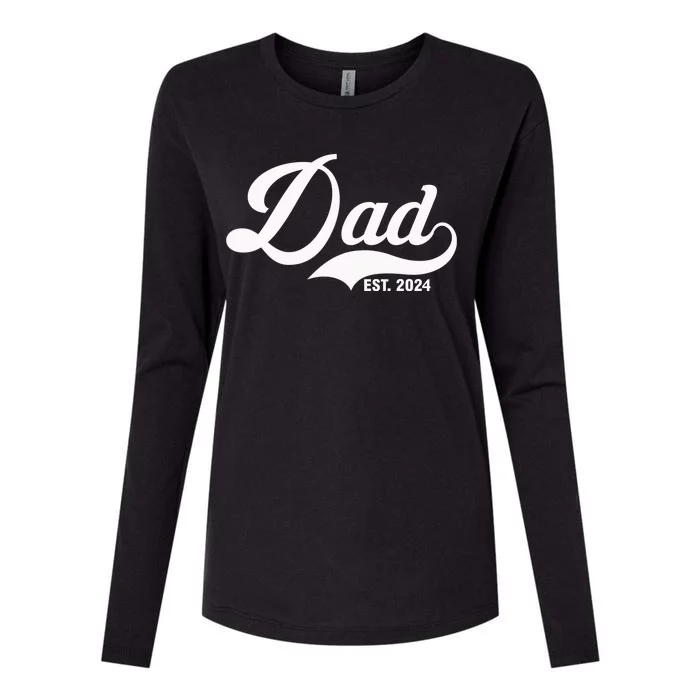 Dad Est. 2024 Womens Cotton Relaxed Long Sleeve T-Shirt