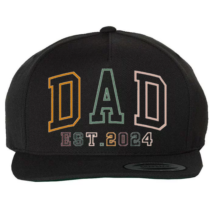 Dad Est 2024 New Dad Gift For Dad Anniversary Wool Snapback Cap