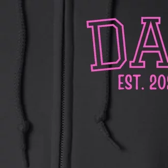 Dad Est. 2024 Father Expect Baby Pregnancy Announcement Pink Full Zip Hoodie