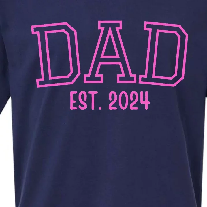 Dad Est. 2024 Father Expect Baby Pregnancy Announcement Pink Sueded Cloud Jersey T-Shirt