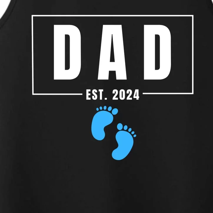 Dad Est. 2024 Fathers Day Expecting Baby Funny New Dad Baby Boy Performance Tank