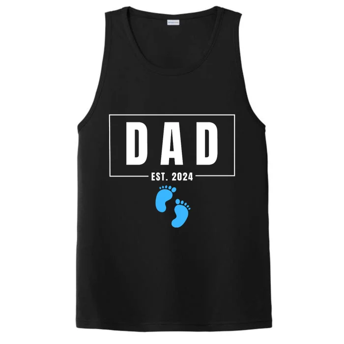 Dad Est. 2024 Fathers Day Expecting Baby Funny New Dad Baby Boy Performance Tank