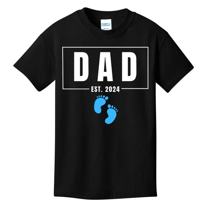 Dad Est. 2024 Fathers Day Expecting Baby Funny New Dad Baby Boy Kids T-Shirt