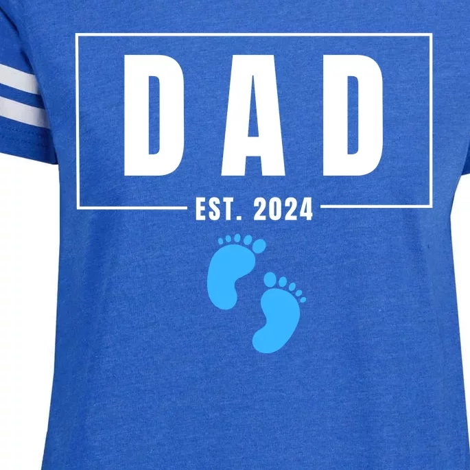 Dad Est. 2024 Fathers Day Expecting Baby Funny New Dad Baby Boy Enza Ladies Jersey Football T-Shirt