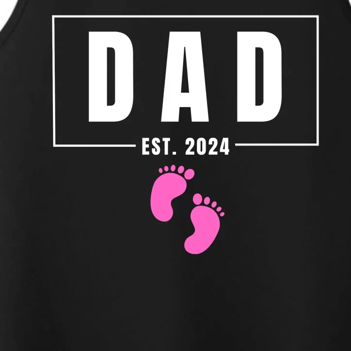 Dad Est. 2024 Fathers Day Expecting Baby Funny New Dad Baby Girl Performance Tank