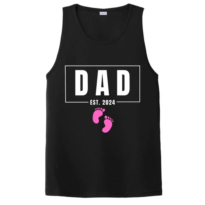 Dad Est. 2024 Fathers Day Expecting Baby Funny New Dad Baby Girl Performance Tank