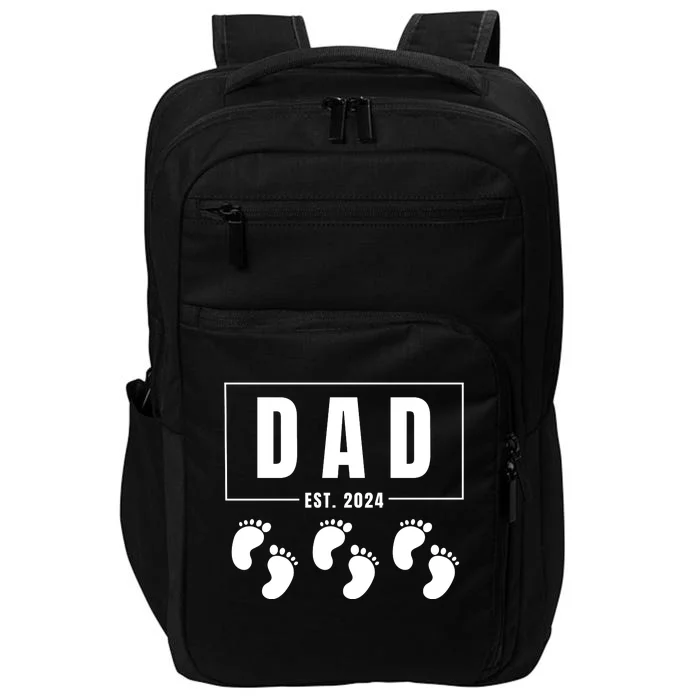 Dad Est. 2024 Fathers Day Expecting Baby Funny New Dad Baby Triplets Impact Tech Backpack