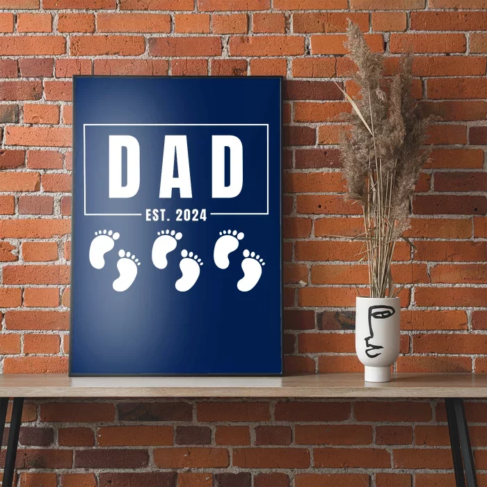 Dad Est. 2024 Fathers Day Expecting Baby Funny New Dad Baby Triplets Poster